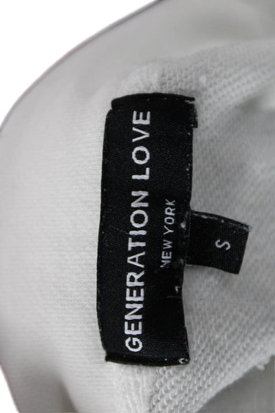 Generation Love Women Pullover Sweatshirt White Collared Zip Long Sleeve Size S