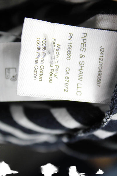 Veronica Beard Women Blue Striped Pima Cotton T-Shirt 3/4 Sleeve Size XS