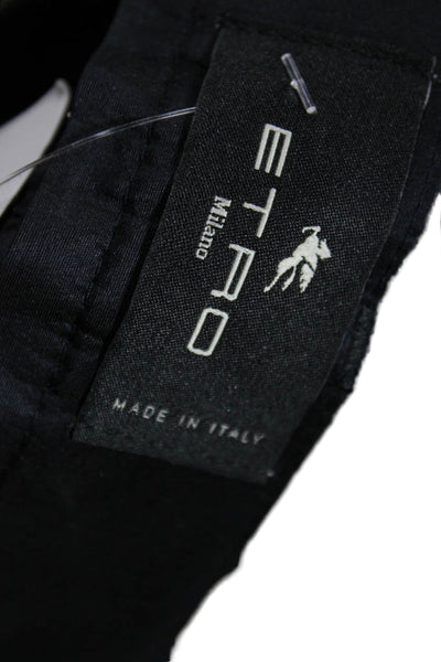 Etro Womens Dress Pants Black Silk Button Solid Spring Size 44