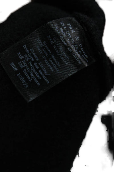 Rag & Bone Womens Wool Black Bomber Jacket Snap Long Sleeve Size XS