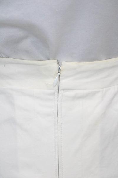 Tse Womens Pleated Cotton Knee Length Skirt White Zip Size 10