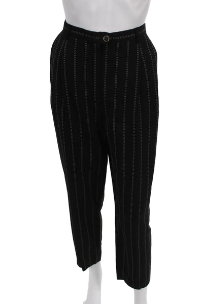 Escada Margaretha Ley Womens Dress Pants Black Striped Wool Button Size 42
