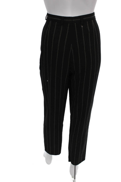 Escada Margaretha Ley Womens Dress Pants Black Striped Wool Button Size 42