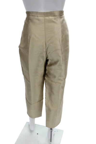 Escada Margaretha Ley Women Cropped Silk Pants Gold Zip Size 42