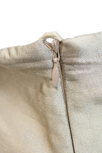 Escada Margaretha Ley Women Cropped Silk Pants Gold Zip Size 42