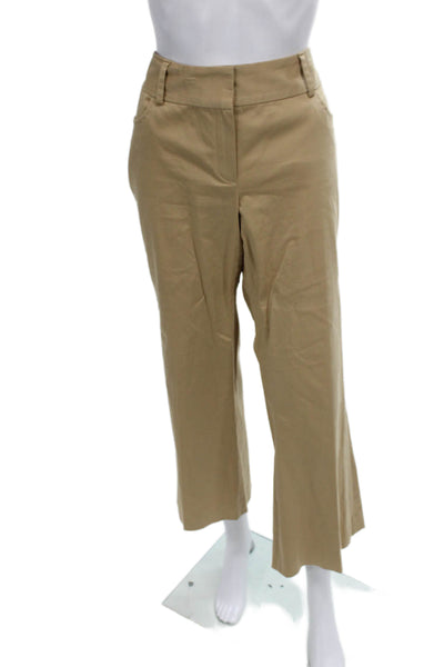 Elie Tahari Womens Dress Pants Beige Cotton Zip Size 12