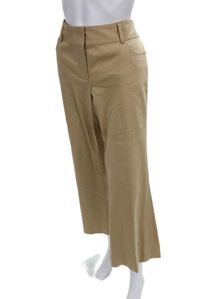 Elie Tahari Womens Dress Pants Beige Cotton Zip Size 12