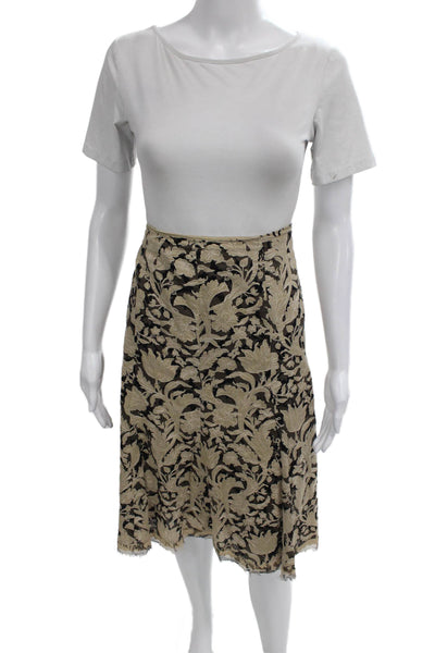 Elie Tahari Womens A-Line Skirt Black Velvet Floral Midi Size M