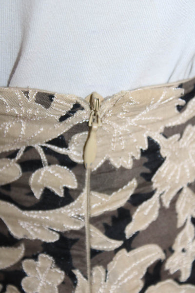 Elie Tahari Womens A-Line Skirt Black Velvet Floral Midi Size M
