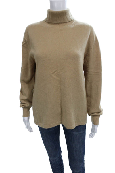 Saks Fifth Avenue Women Pullover Cashmere Turtleneck Sweater Beige Size L