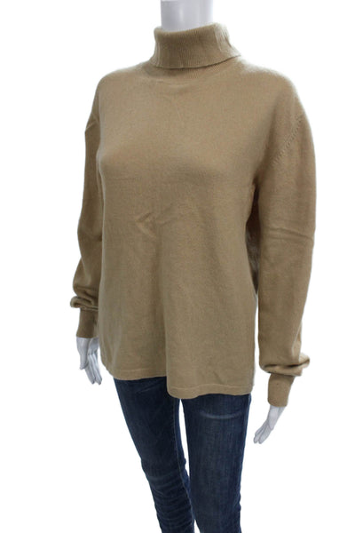 Saks Fifth Avenue Women Pullover Cashmere Turtleneck Sweater Beige Size L