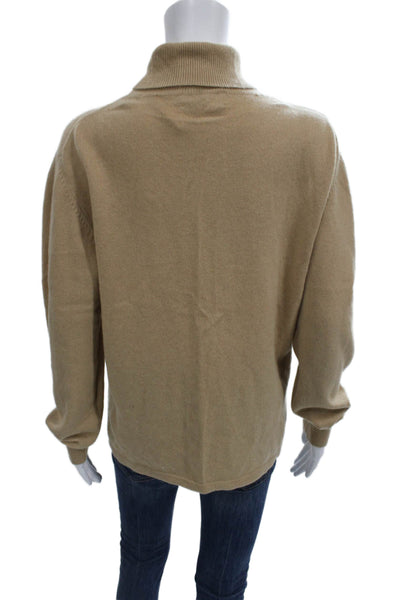 Saks Fifth Avenue Women Pullover Cashmere Turtleneck Sweater Beige Size L