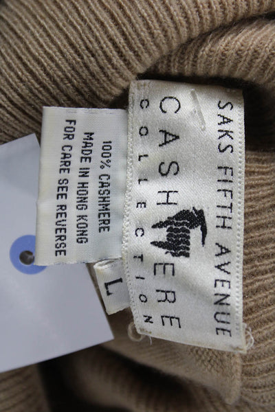 Saks Fifth Avenue Women Pullover Cashmere Turtleneck Sweater Beige Size L