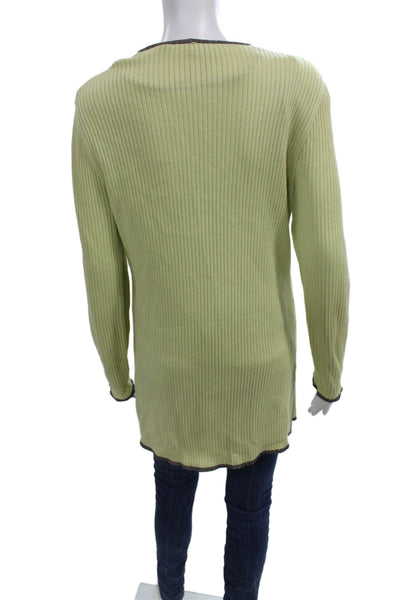 Escada Margaretha Ley Womens Green Rayon V-Neck Long Sleeve Cardigan Size 42