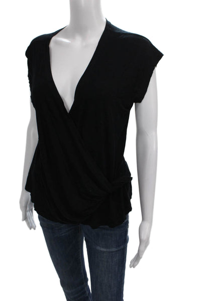 Escada Women Black Jersey V-Neck Sleeveless Blouse Pullover Size 40