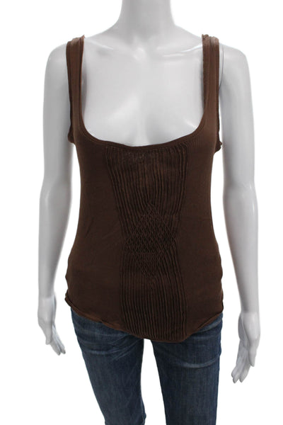 Christian Dior Boutique Womens Brown Sleeveless Cotton Tank Size S