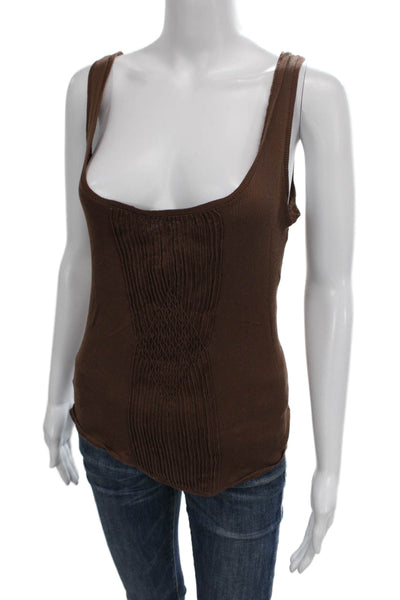 Christian Dior Boutique Womens Brown Sleeveless Cotton Tank Size S