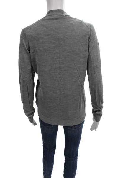 Donna Karan Womens Silk Gray V Neck Cardigan Long Sleeve Size M