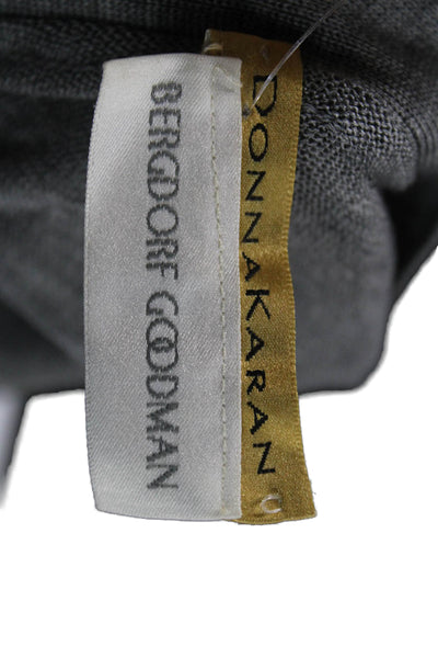 Donna Karan Womens Silk Gray V Neck Cardigan Long Sleeve Size M