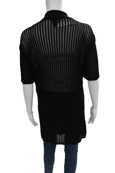 Escada Womens Black Rayon Collared Short Sleeve Cardigan Size 42