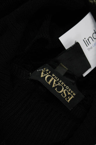 Escada Womens Black Rayon Collared Short Sleeve Cardigan Size 42