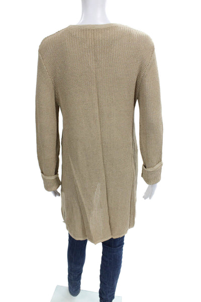 Escada Womens Beige V-Neck Long Sleeve Cardigan Sweater Viscose Wool Size 42