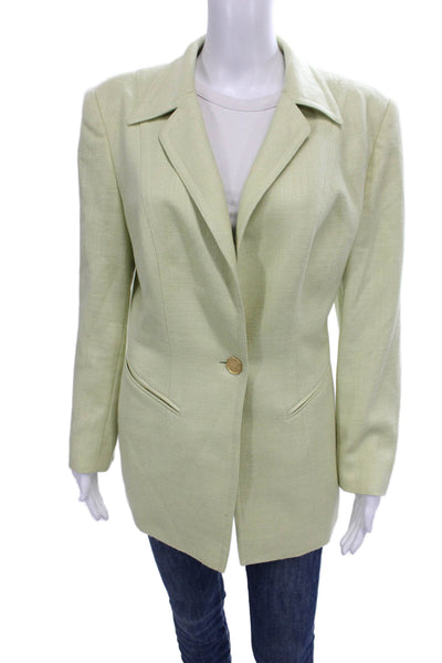 Escada Margaretha Ley Women Basic Jacket Green Wool Silk Long Sleeve Size 42