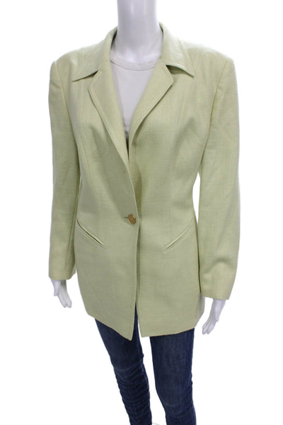 Escada Margaretha Ley Women Basic Jacket Green Wool Silk Long Sleeve Size 42