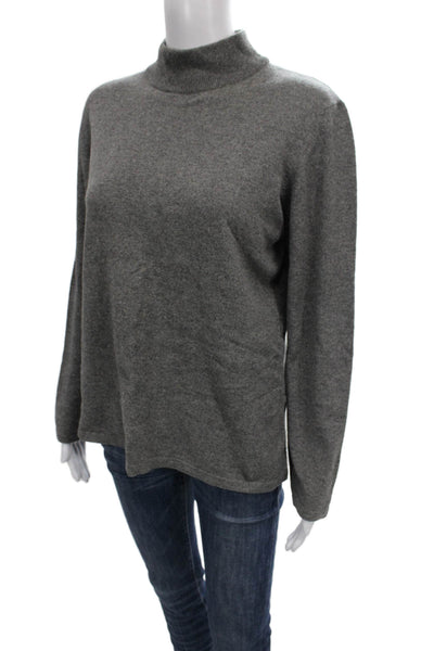 Escada Margaretha Ley Womens Pullover Gray Viscose Mock Neck Longsleeve Size 38