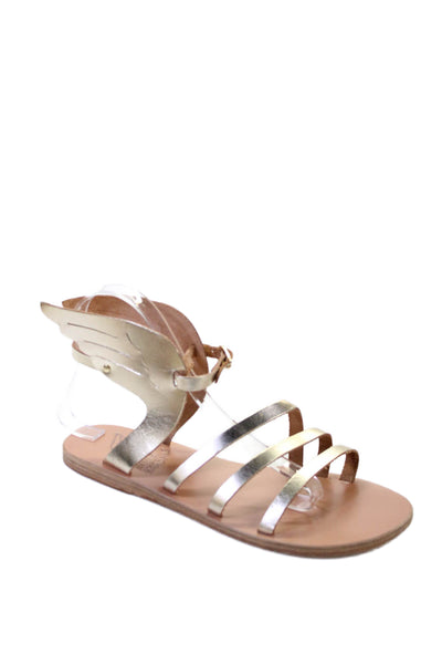 Ancient Greek Sandals Womens Metallic Ikaria Wing Sandals Gold Leather Size 39