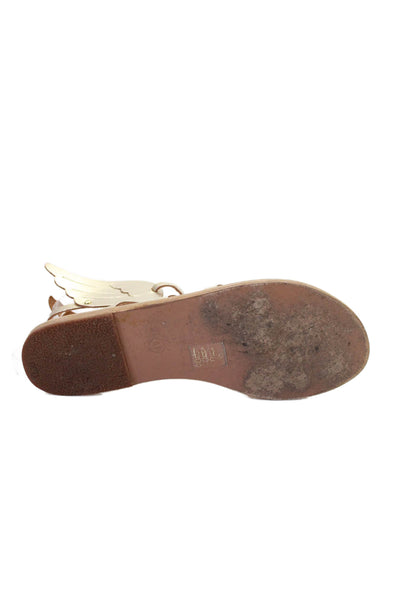 Ancient Greek Sandals Womens Metallic Ikaria Wing Sandals Gold Leather Size 39
