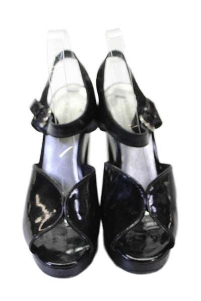 Rachel Comey Womens Platform Patent Leather Ankle Strap Sandals Black Size 9