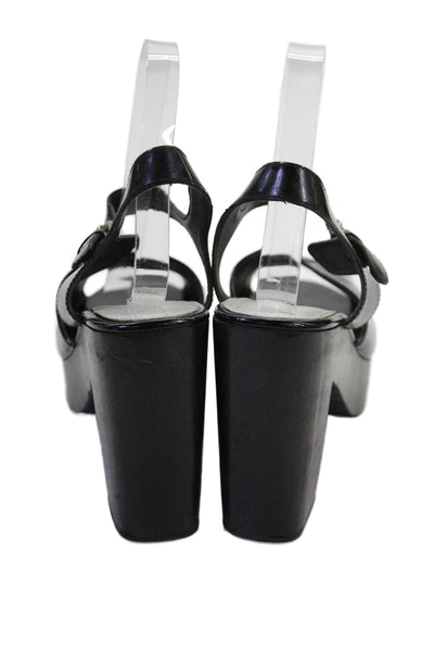 Rachel Comey Womens Platform Patent Leather Ankle Strap Sandals Black Size 9
