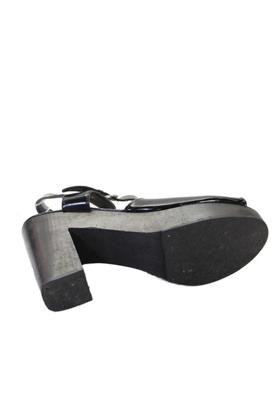 Rachel Comey Womens Platform Patent Leather Ankle Strap Sandals Black Size 9