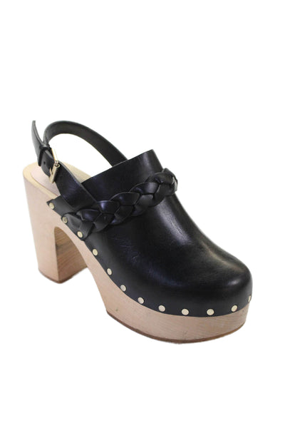 Loeffler Randall Womens Block Heel Platform Slingback Clogs Pumps Black Size 8.5