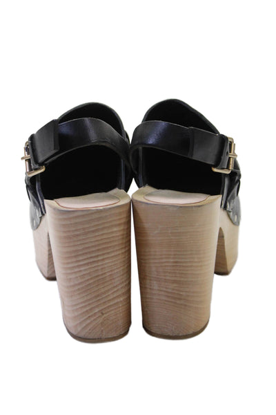 Loeffler Randall Womens Block Heel Platform Slingback Clogs Pumps Black Size 8.5