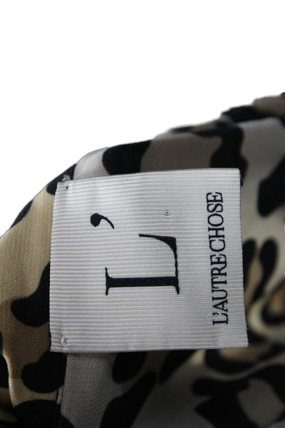 L'Autre Chose Womens Flare Skirt Beige Animal Print Viscose Knee Length Size 40