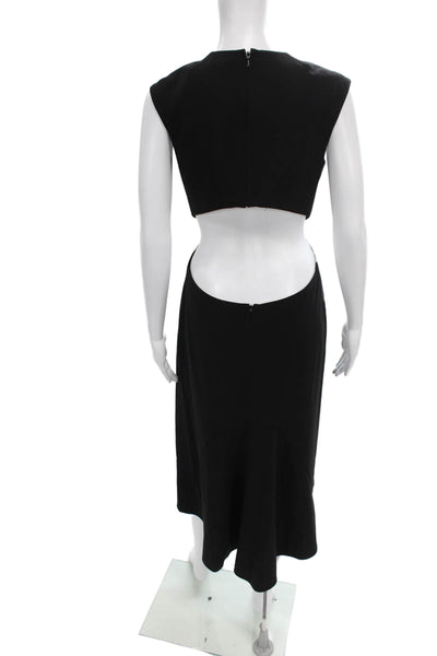 Halston Heritage Women Sheath Dress Black Sleeveless Zip Size 4