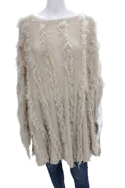 Chaser Women Cape Sweater Boat Neck Sleeveless Beige Polyester Size M