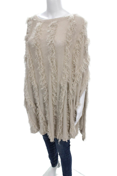 Chaser Women Cape Sweater Boat Neck Sleeveless Beige Polyester Size M