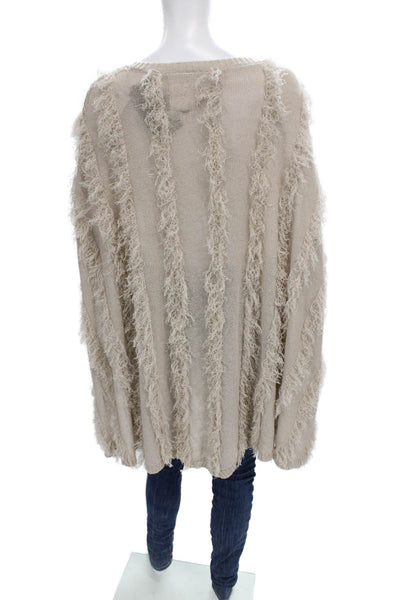 Chaser Women Cape Sweater Boat Neck Sleeveless Beige Polyester Size M
