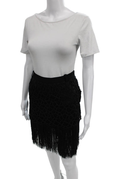Oriett Domenech Womens Straight Pencil Skirt Black Polyester Zip Size 4