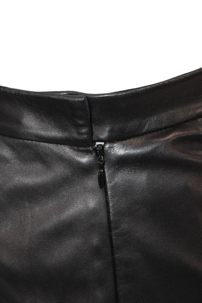 Tamara Mellon Women Wrap Lamb Leather Midi Skirt Black Size M