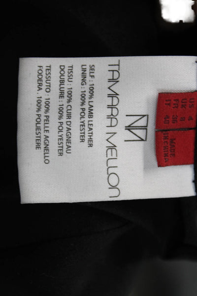Tamara Mellon Women Wrap Lamb Leather Midi Skirt Black Size M