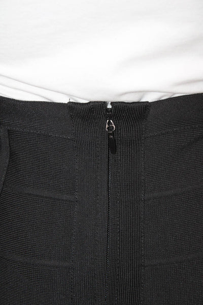 Herve Leger Women Black Bandage Skirt Zip 90% Rayon Short Size S