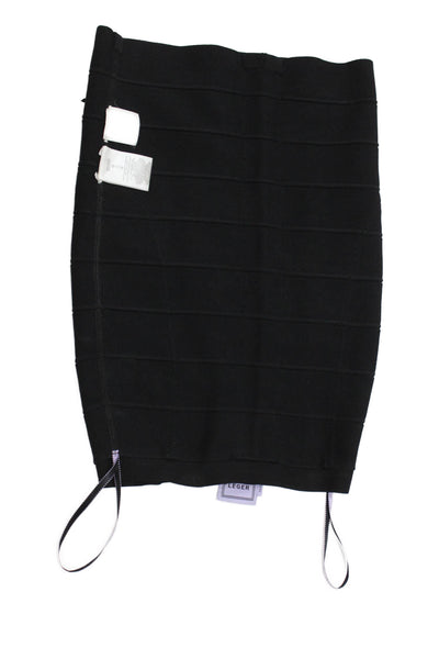 Herve Leger Women Black Bandage Skirt Zip 90% Rayon Short Size S