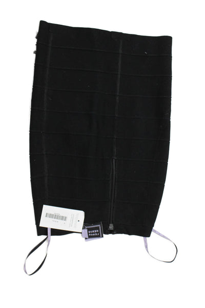 Herve Leger Women Black Bandage Skirt Zip 90% Rayon Short Size S