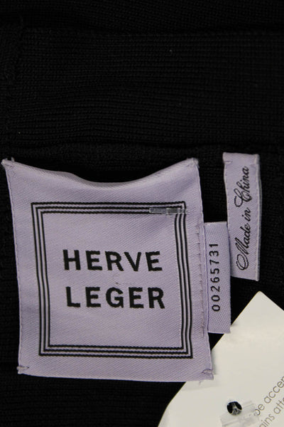 Herve Leger Women Black Bandage Skirt Zip 90% Rayon Short Size S