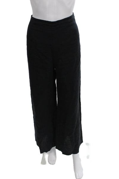 Faithfull The Brand Womens Dress Pants Black Linen Zip Size M