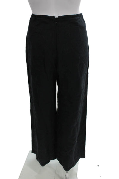 Faithfull The Brand Womens Dress Pants Black Linen Zip Size M